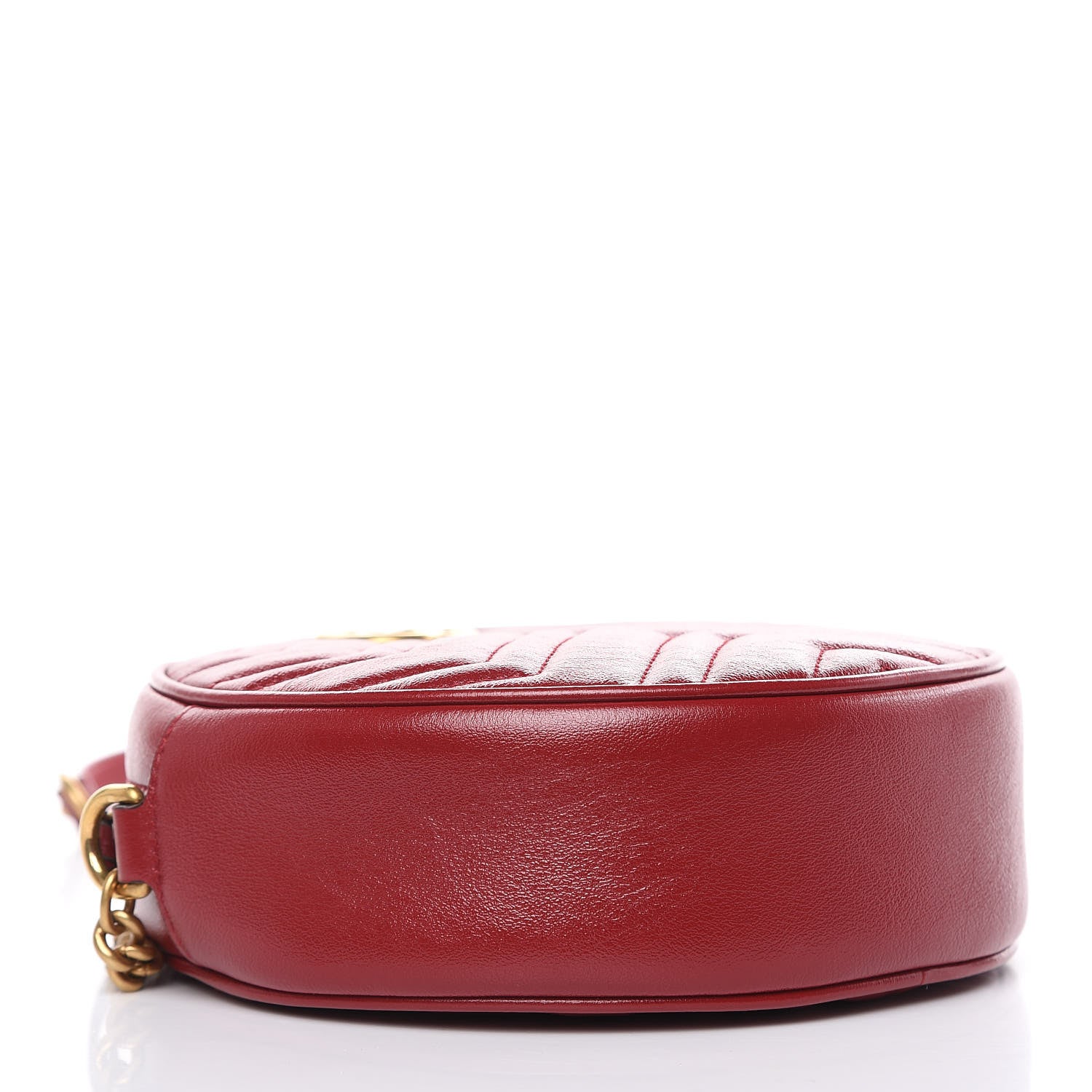 Gucci Glazed Calfskin Matelasse Heart Mini GG Marmont Round Shoulder Bag Romantic Cerise 4 of 9
