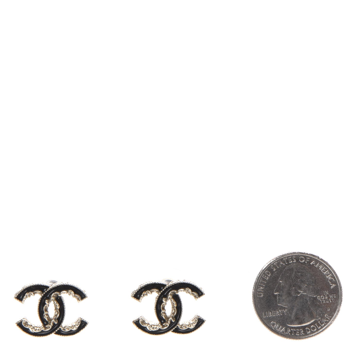 Chanel Enamel CC Baroque Earrings Black Gold 2 of 5