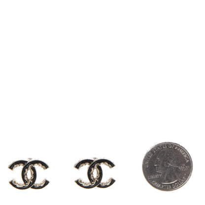 Chanel Enamel CC Baroque Earrings Black Gold 2 of 5