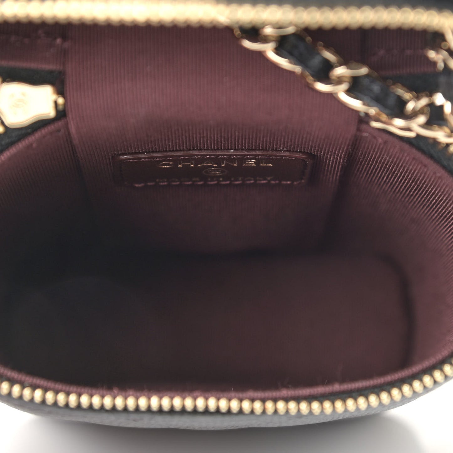 Caviar Quilted Phone Holder With Chain Black