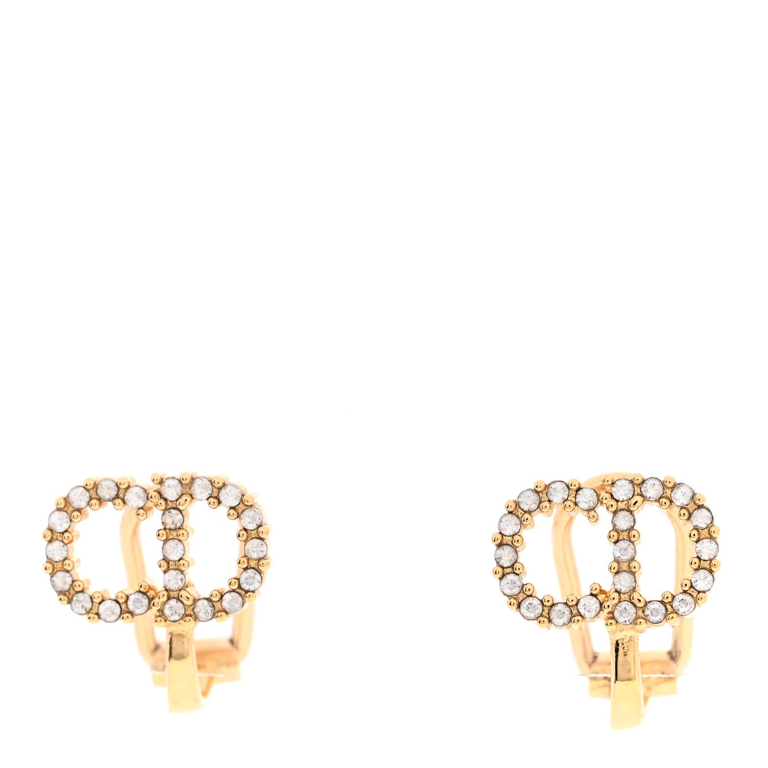 Christian Dior Crystal Clair D Lune Clip On Earrings Gold 1 of 4