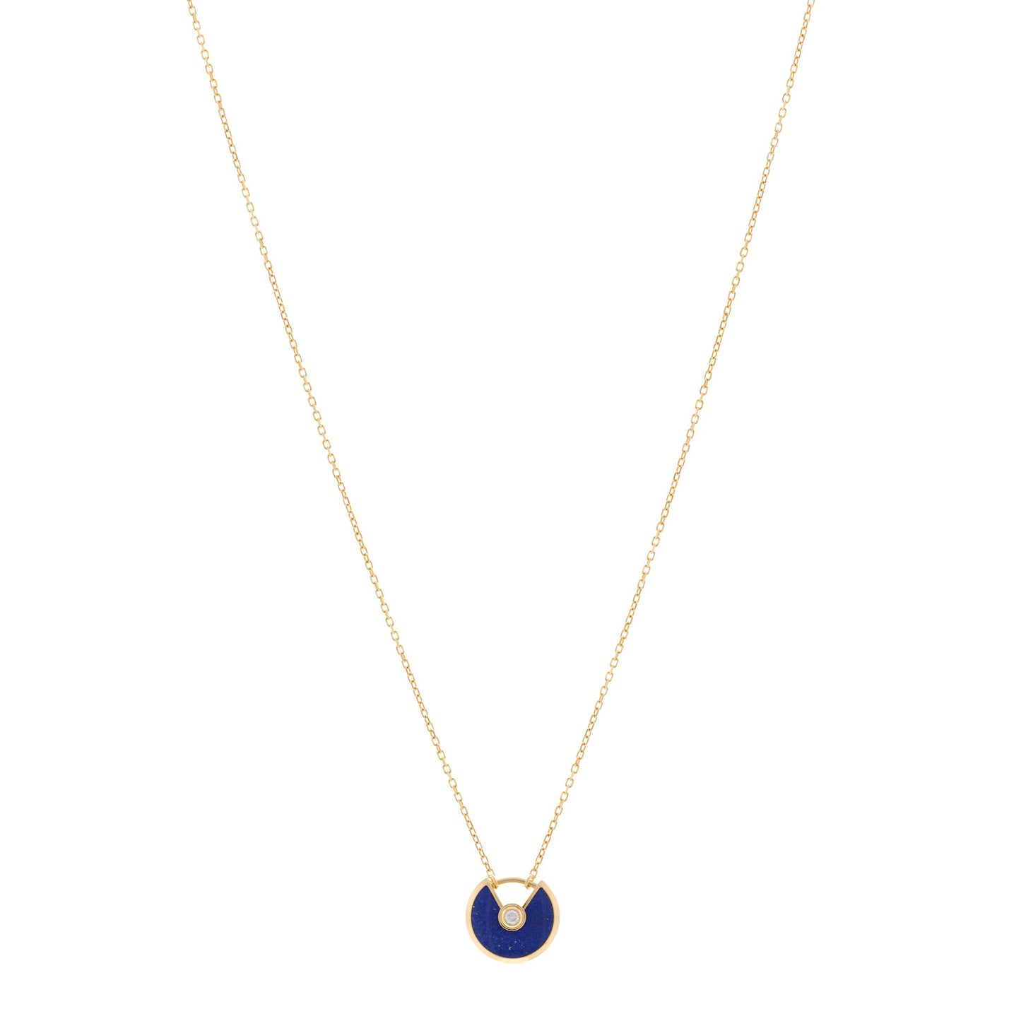 18K Yellow Gold Diamond Lapis Lazuli XS Amulette de Cartier Pendant Necklace