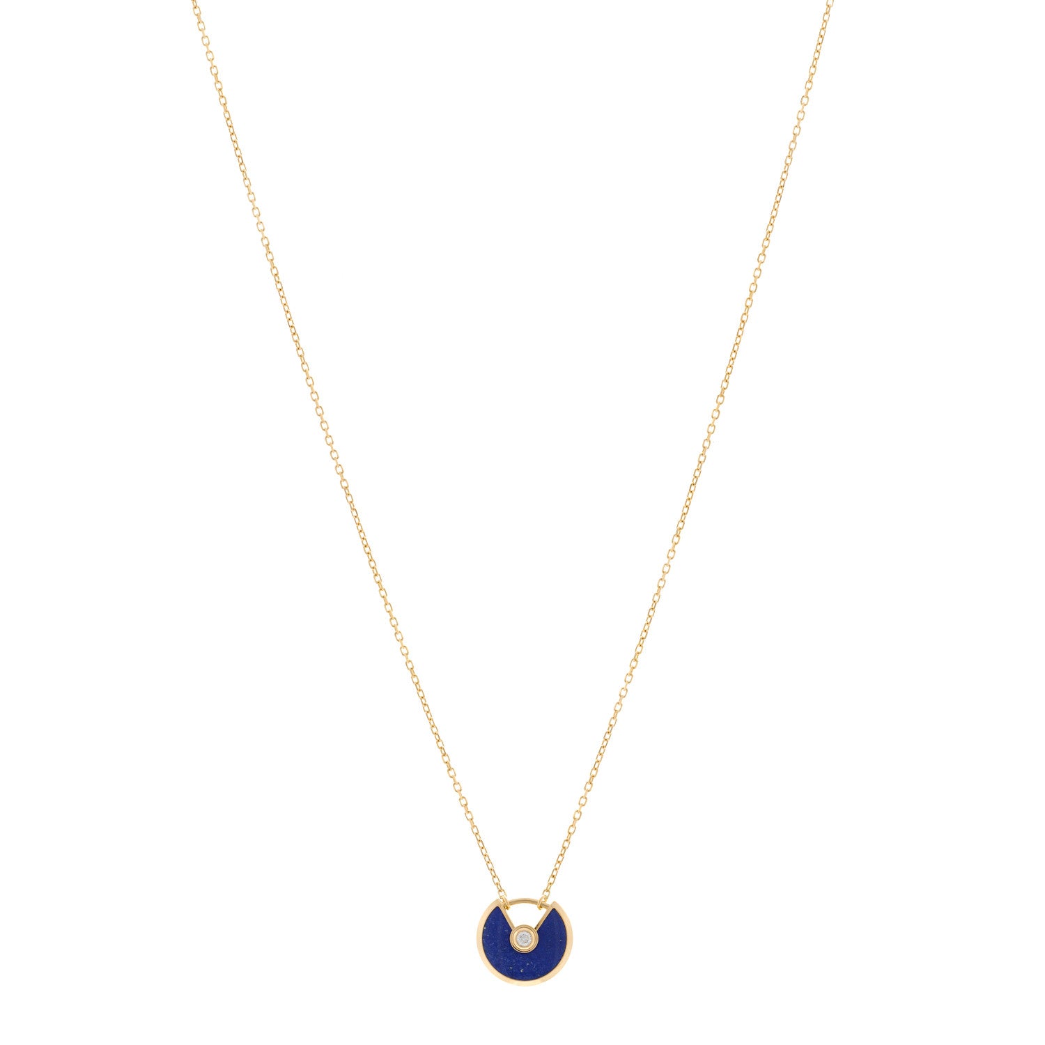 Cartier 18K Yellow Gold Diamond Lapis Lazuli XS Amulette de Cartier Pendant Necklace 1 of 4