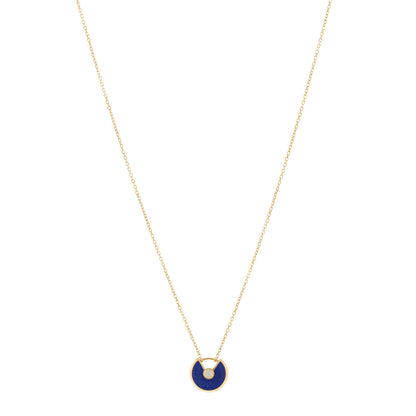 Cartier 18K Yellow Gold Diamond Lapis Lazuli XS Amulette de Cartier Pendant Necklace 1 of 4