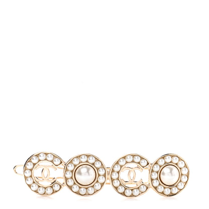 Chanel Pearl Coco Hair Clip Barrette Gold 1 of 5