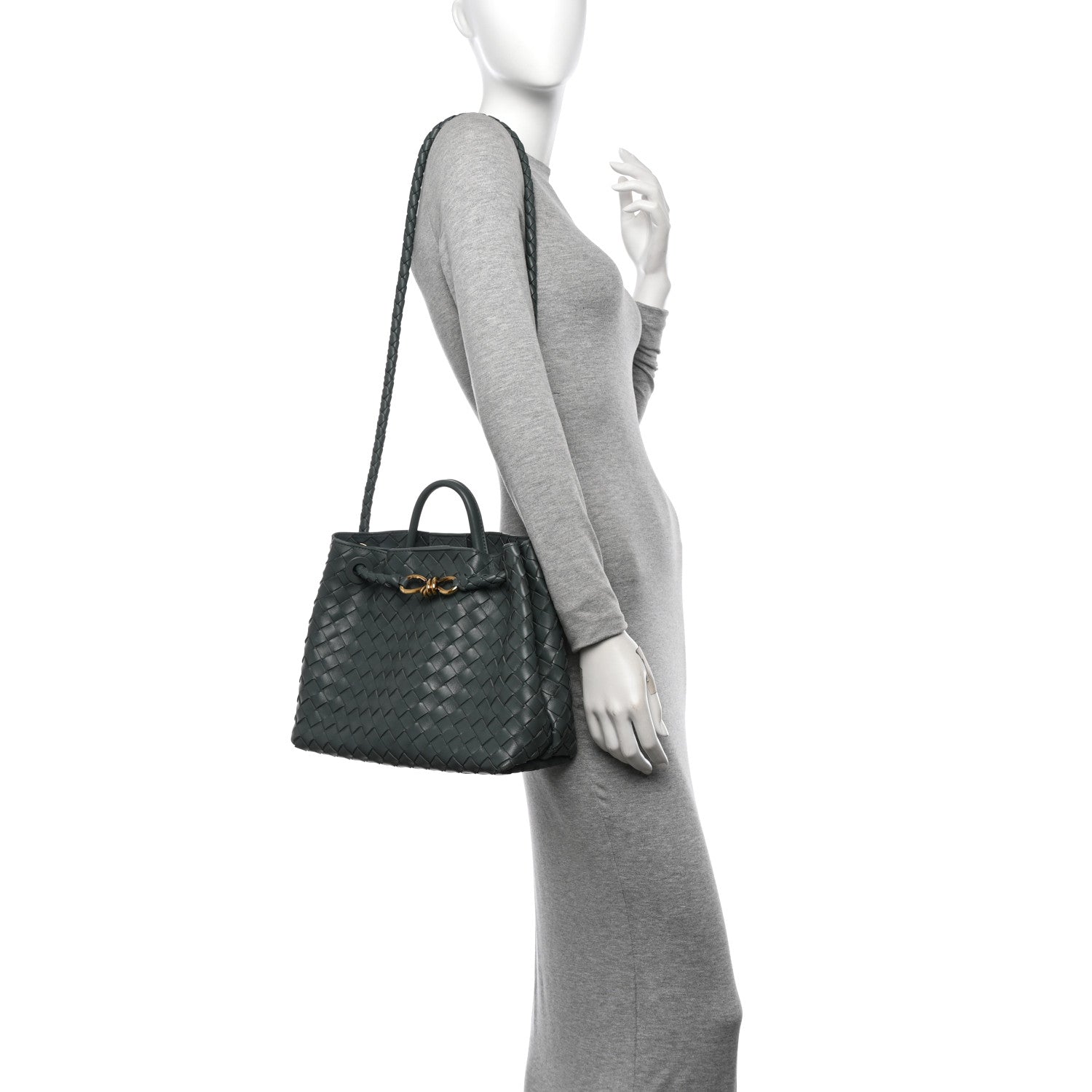 Bottega Veneta Nappa Intrecciato Medium Andiamo Shoulder Bag Slate 2 of 11