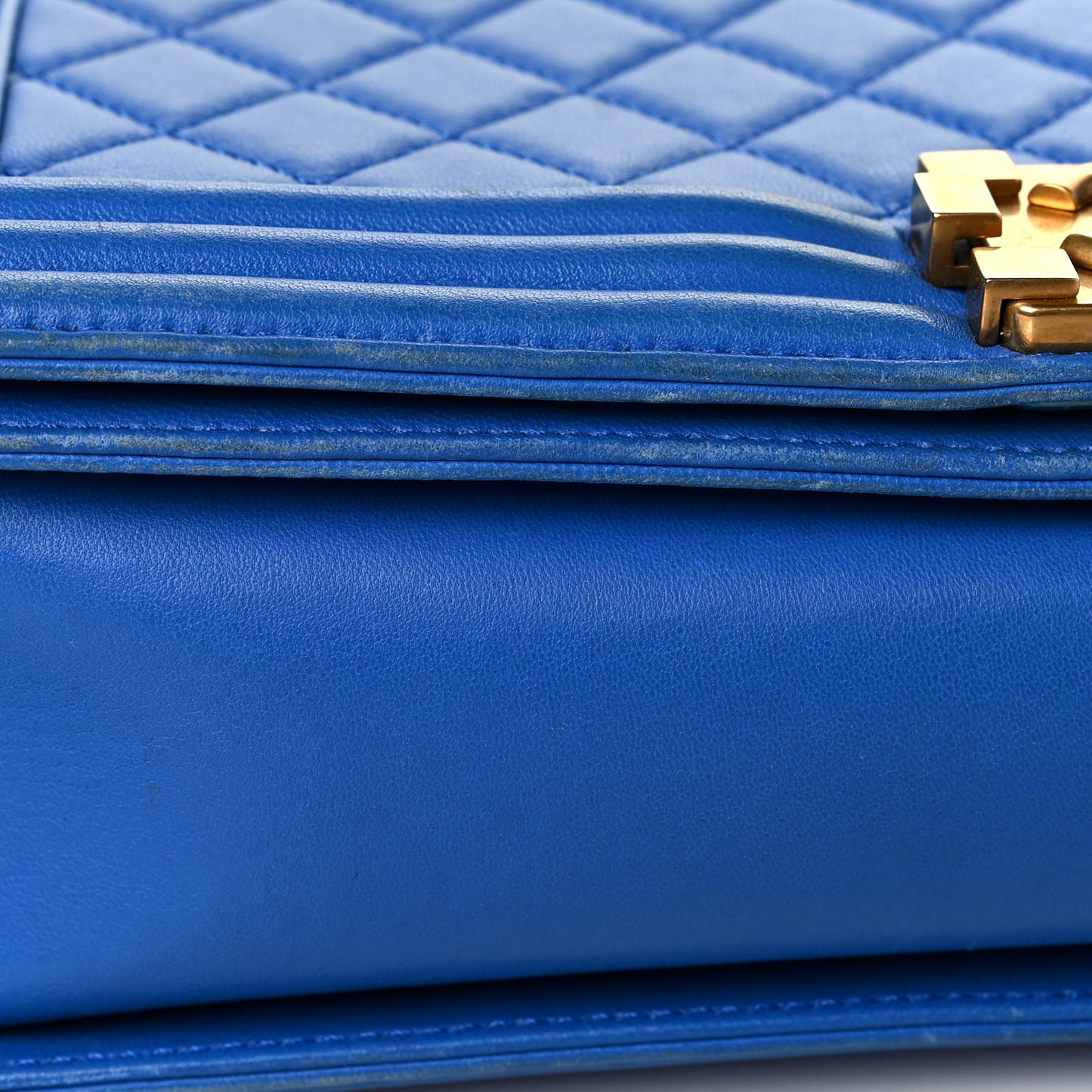 Lambskin Quilted New Medium Boy Flap Blue