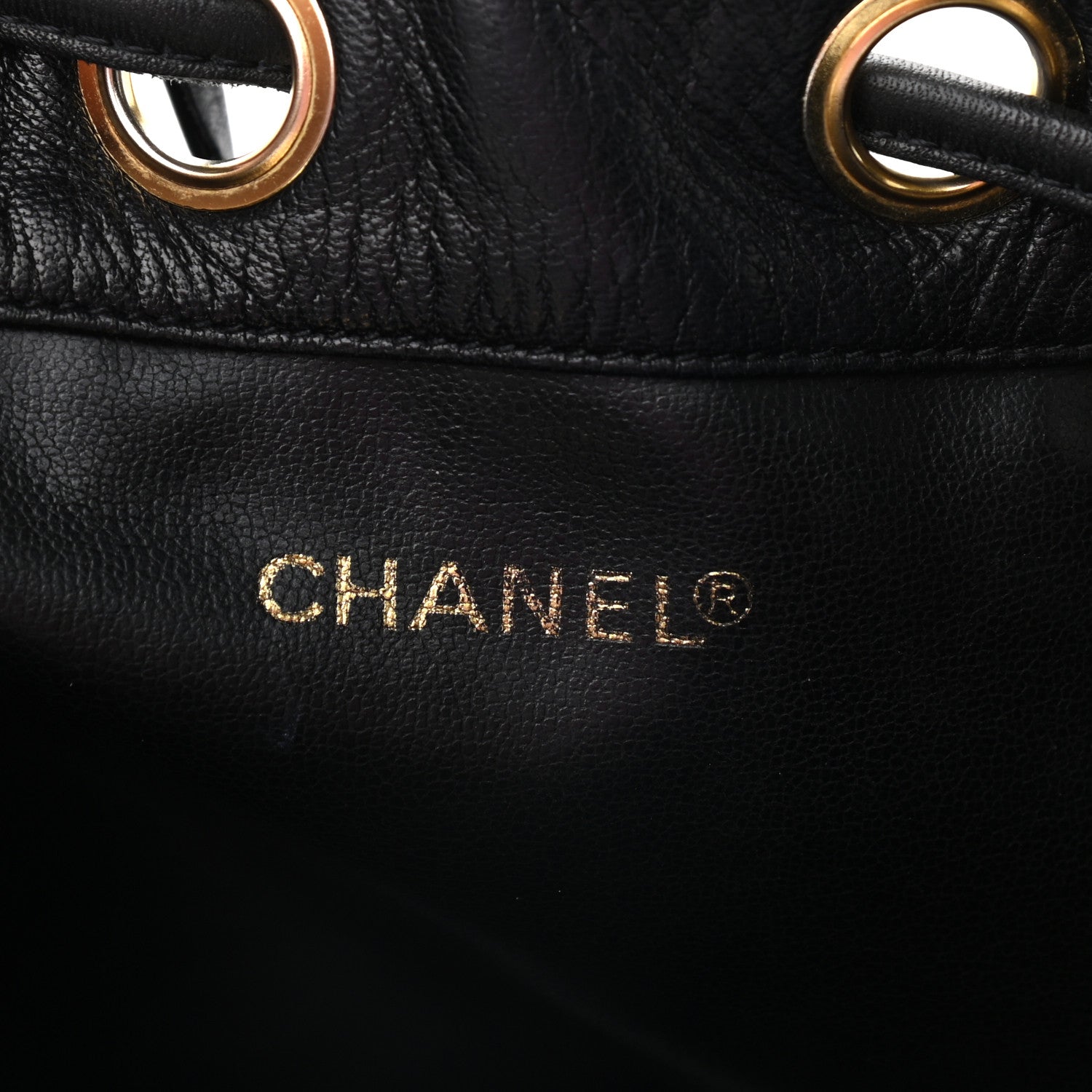Chanel Lambskin CC Stitched Drawstring Bucket Bag Black 7 of 13