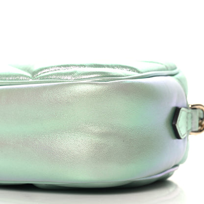 Gucci Iridescent Nappa Chevron Matelasse Small GG Marmont Chain Shoulder Bag Iridescent Salvy Green 10 of 10