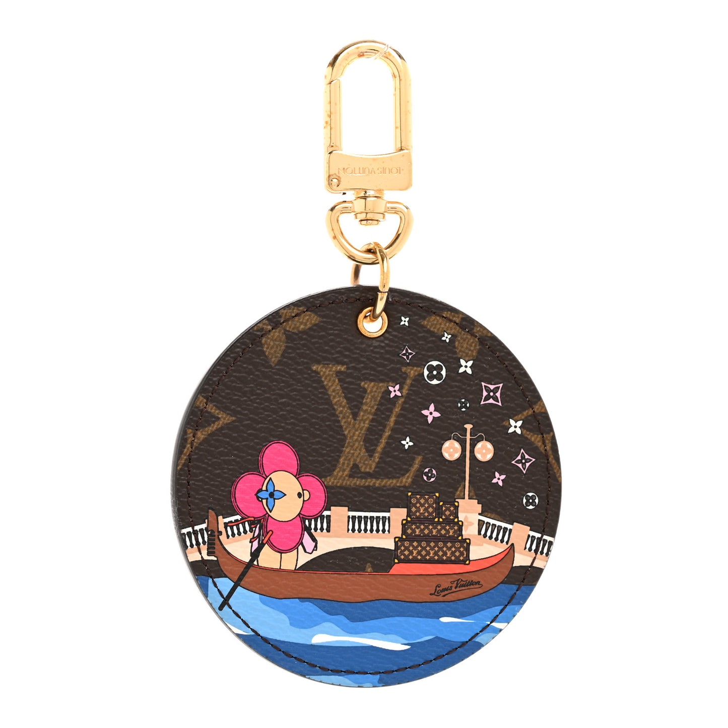 Monogram 2019 Christmas Animation Venice Bag Charm Key Ring Blue