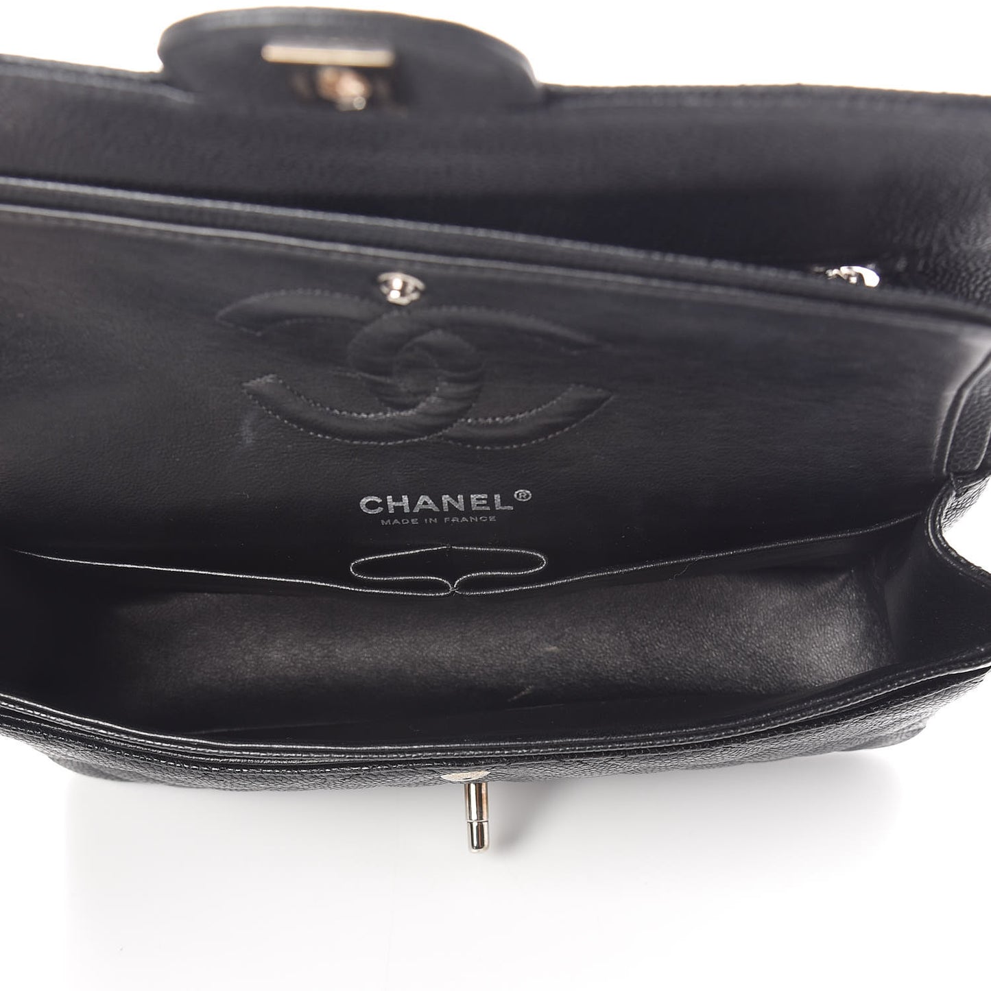 Caviar Quilted Medium Double Flap Black