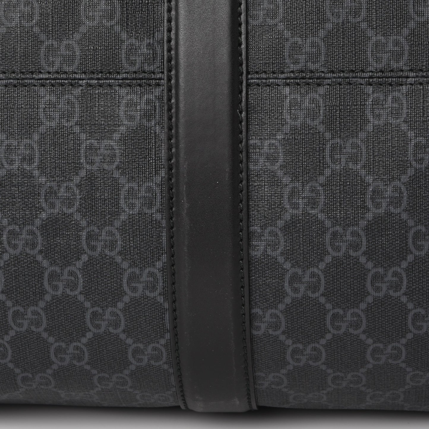 Soft GG Supreme Monogram Appia Calfskin Web Large Carry On Duffle Bag Black Grey
