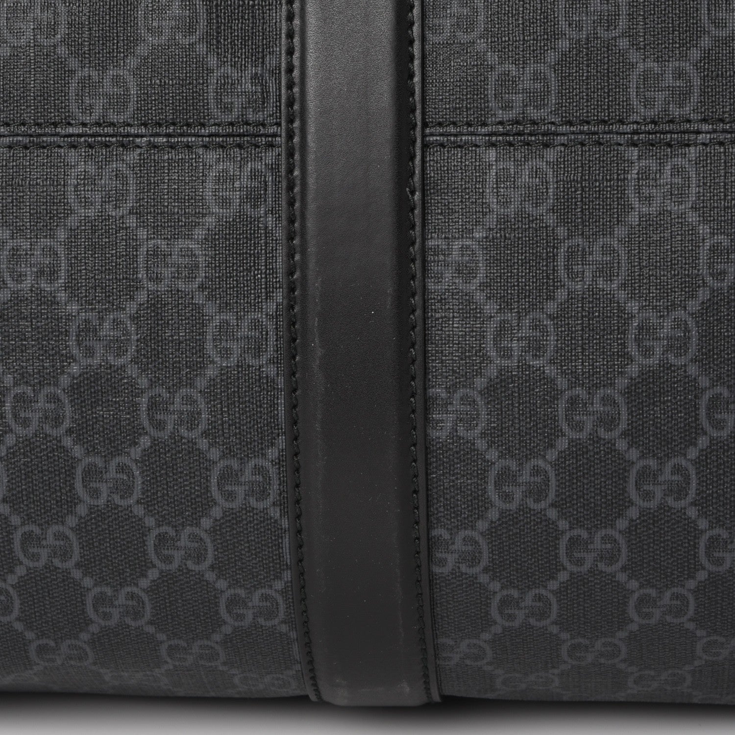 Gucci Soft GG Supreme Monogram Appia Calfskin Web Large Carry On Duffle Bag Black Grey 9 of 11