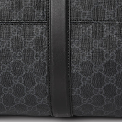 Gucci Soft GG Supreme Monogram Appia Calfskin Web Large Carry On Duffle Bag Black Grey 9 of 11