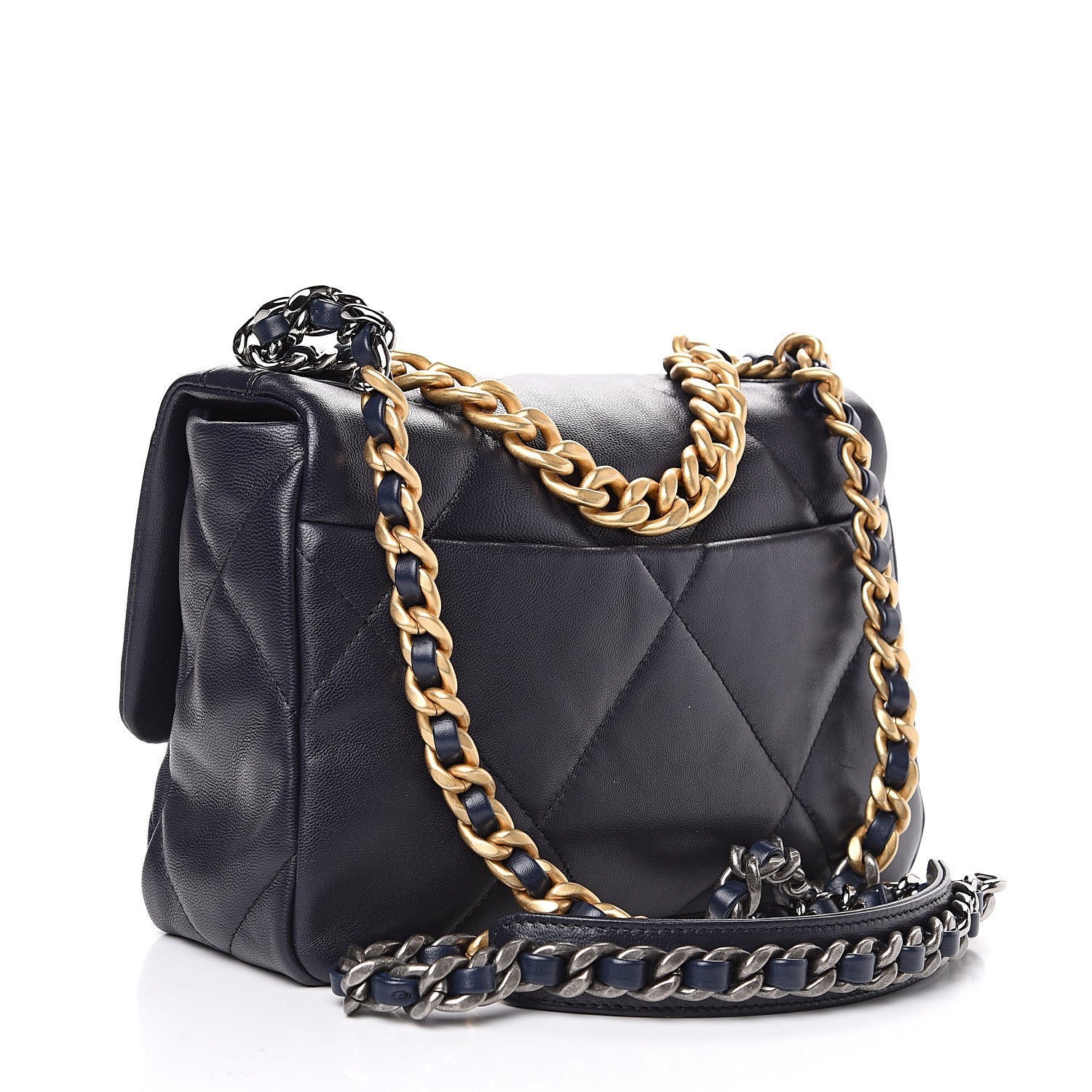 Chanel Goatskin Quilted Medium 19 Flap Navy Blue 2 of 12