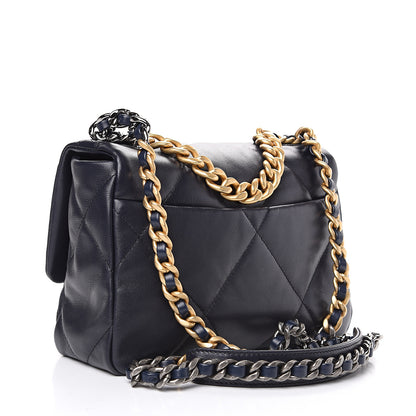 Chanel Goatskin Quilted Medium 19 Flap Navy Blue 2 of 12