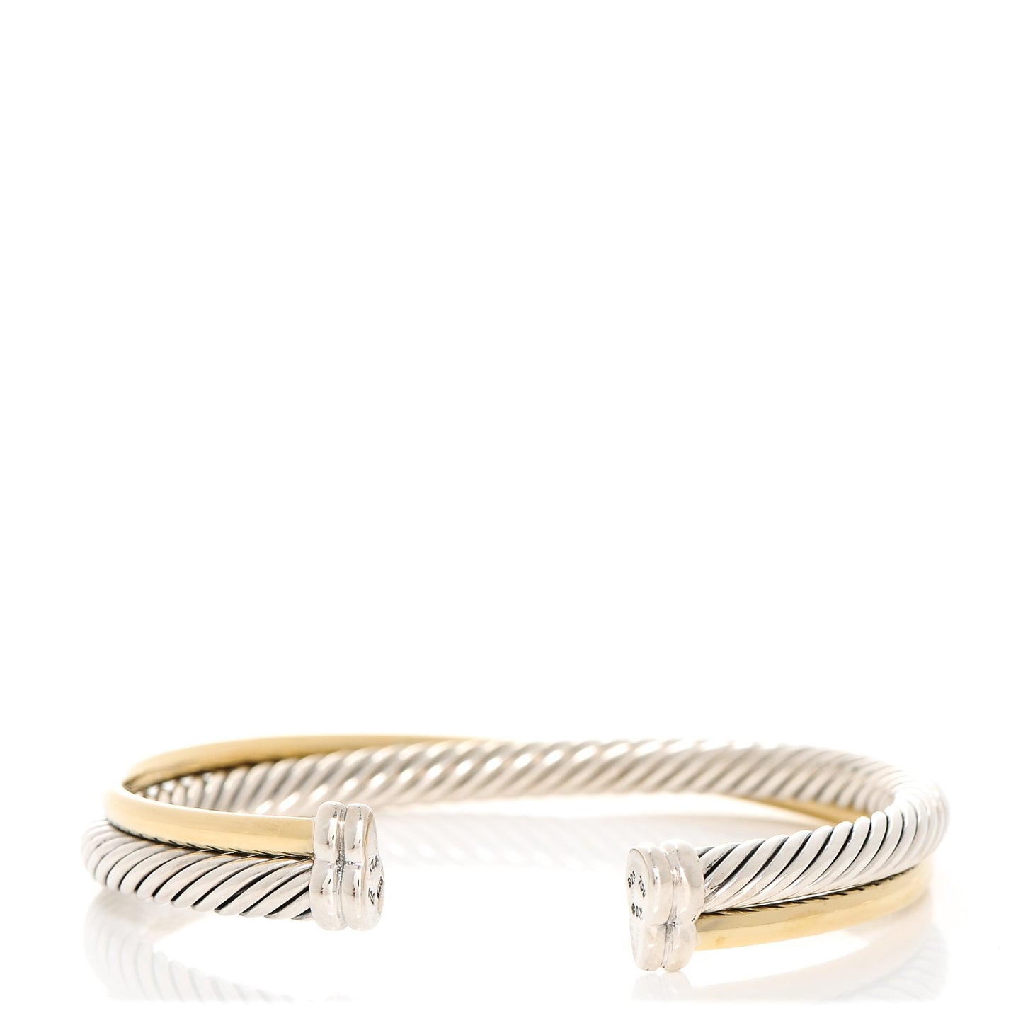 Sterling Silver 18K Yellow Plated Gold 5mm Crossover Cuff