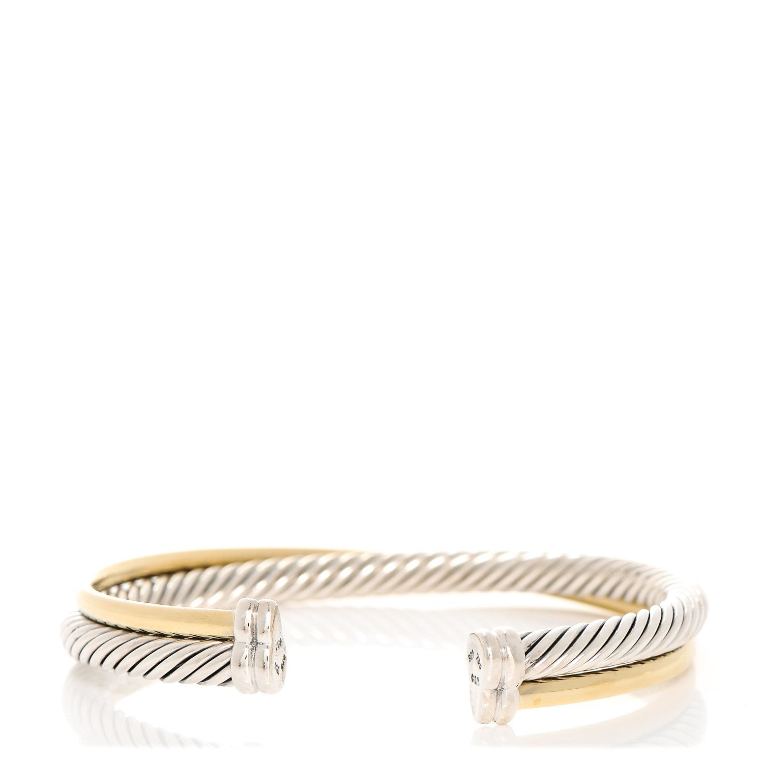David Yurman Sterling Silver 18K Yellow Plated Gold 5mm Crossover Cuff 1 of 4