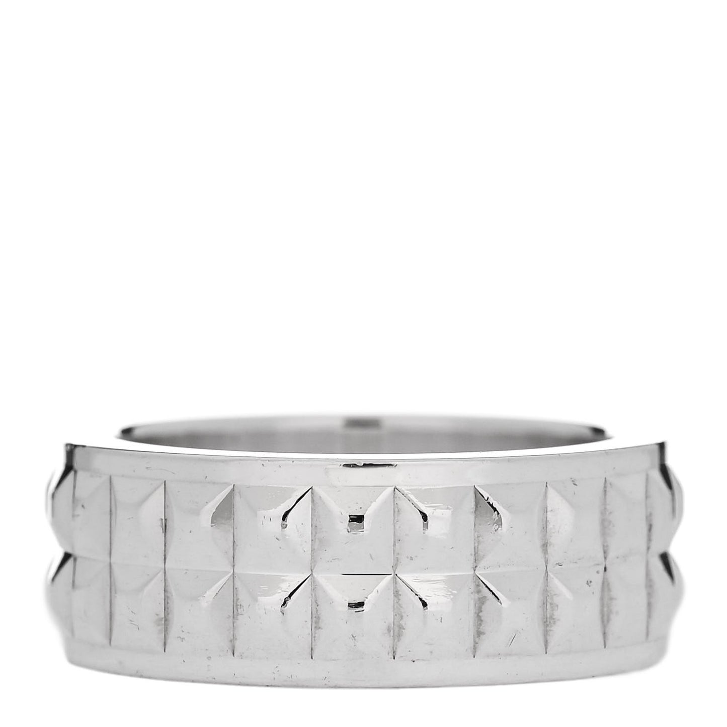 Sterling Silver Two Row Diamond Point Band Ring 55 7.25