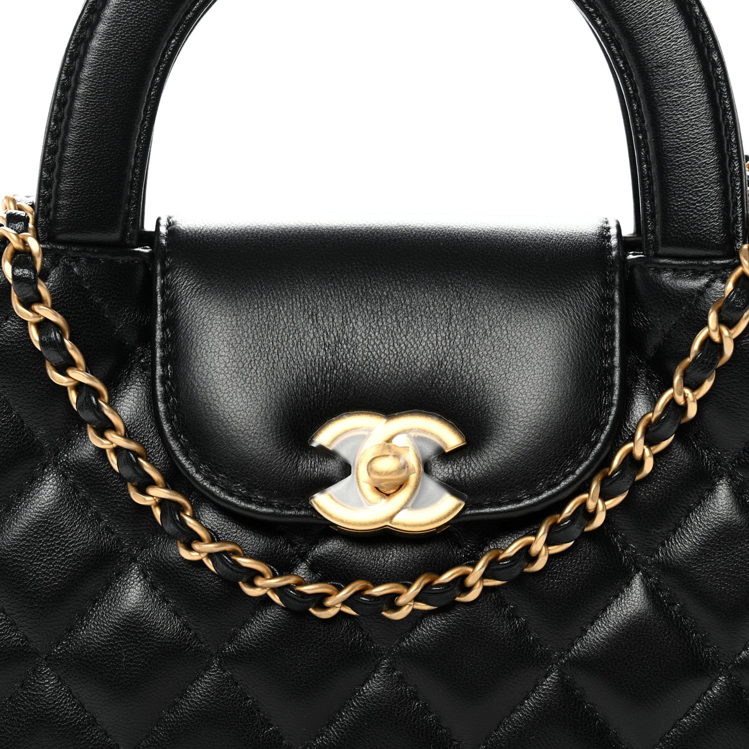 Chanel Shiny Aged Calfskin Quilted Nano Kelly Shopper Black Black 8 of 11