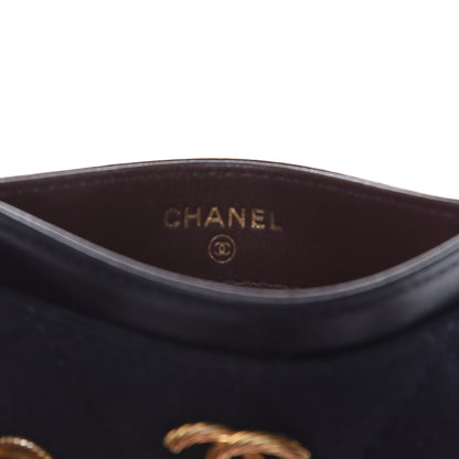 Chanel Felt Quilted Coco Mademoiselle CC Card Holder Navy 6 of 10