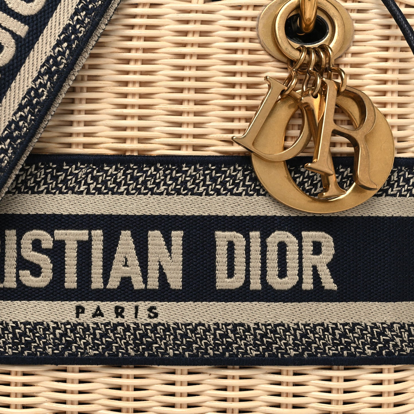 Wicker Oblique Medium Lady Dior Bag Blue