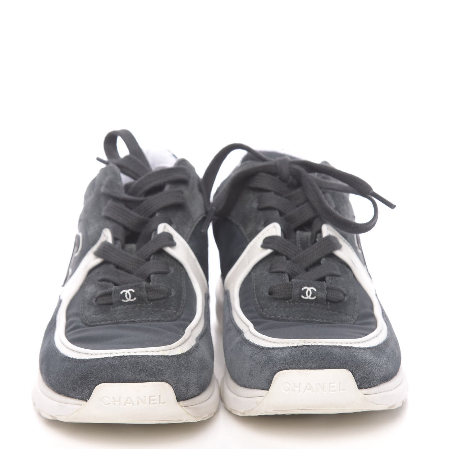 Denim Suede Calfskin CC Sneakers 36 Grey