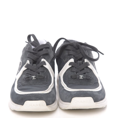 Chanel Denim Suede Calfskin CC Sneakers 36 Grey 2 of 9