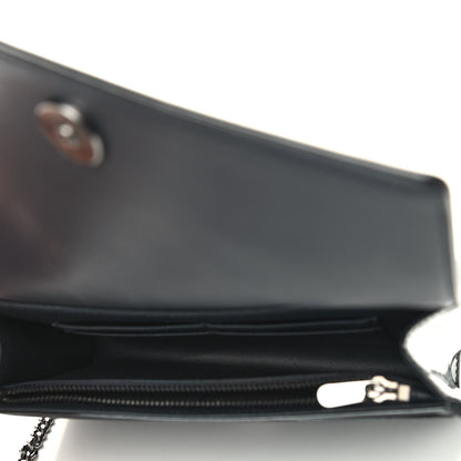 Christian Dior Metallic Patent Micro-Cannage Diorama Wallet on Chain Pouch Black 7 of 8