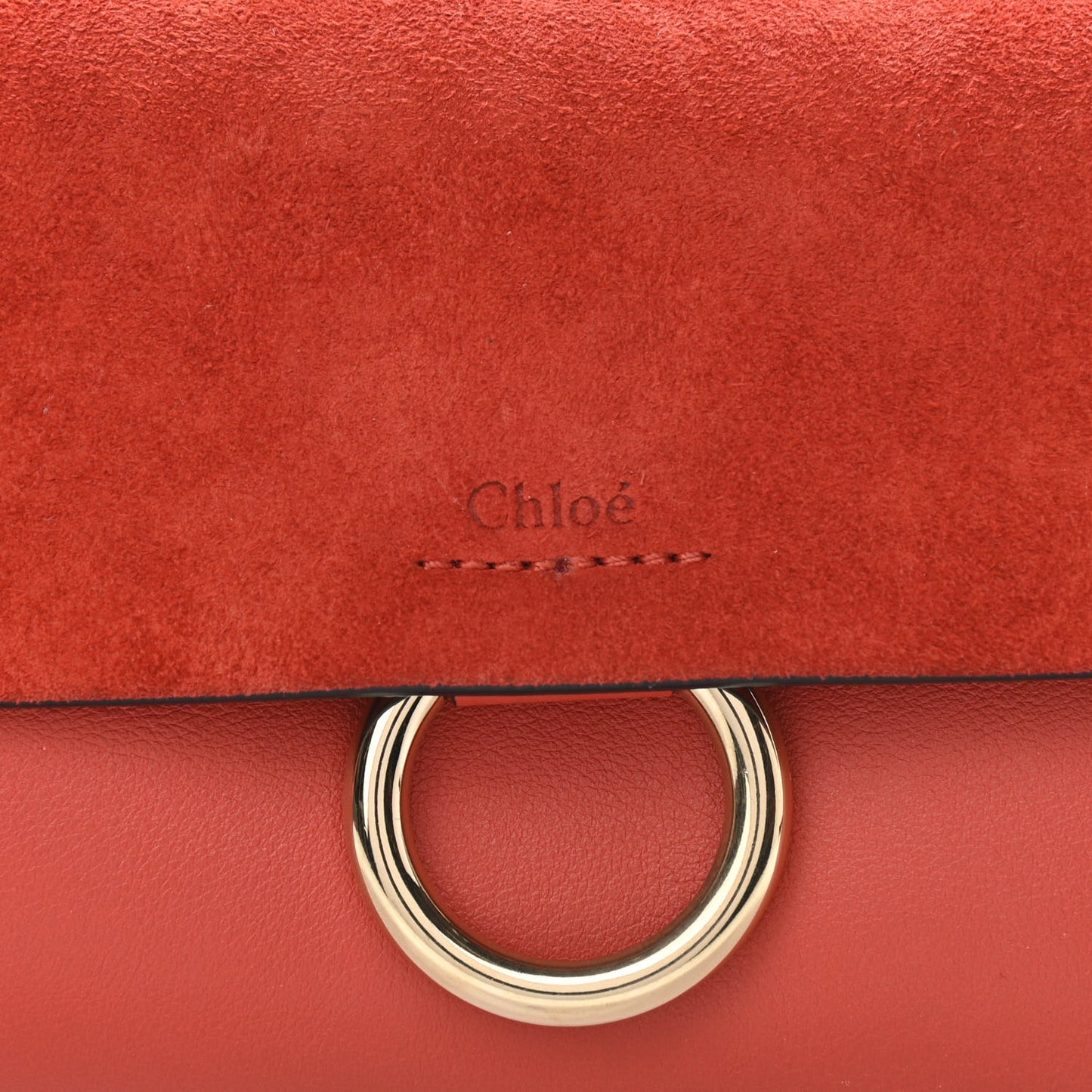 Suede Calfskin Mini Faye Shoulder Bag Earthy Red