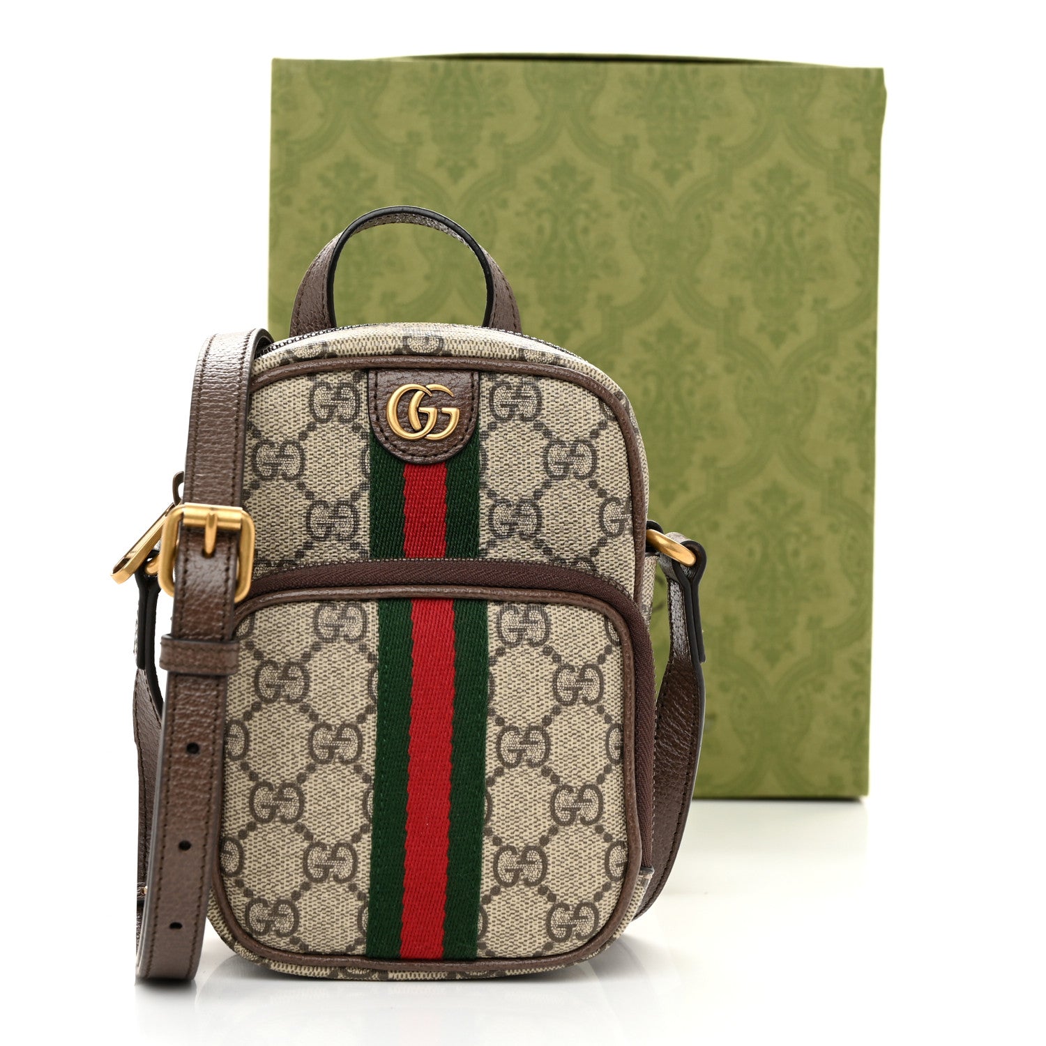 Gucci GG Supreme Monogram Web Mini Ophidia Double Zip Messenger Bag Beige New Acero 11 of 11