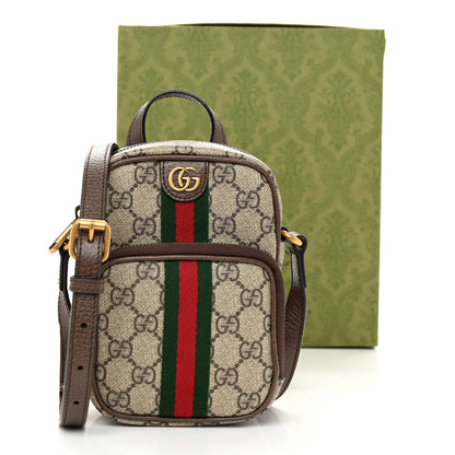 Gucci GG Supreme Monogram Web Mini Ophidia Double Zip Messenger Bag Beige New Acero 11 of 11