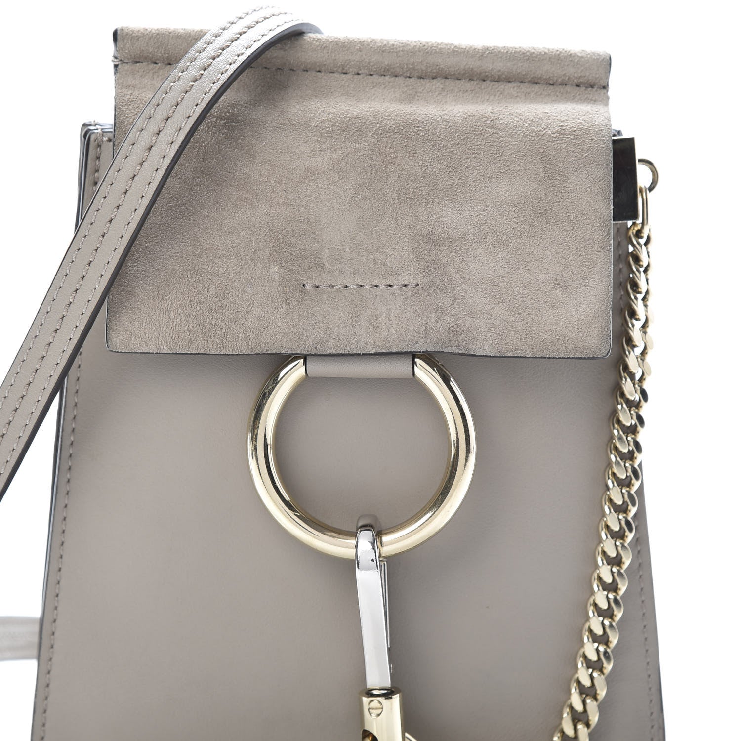 Chloe Suede Calfskin Mini Faye Bracelet Bag Motty Grey 8 of 10