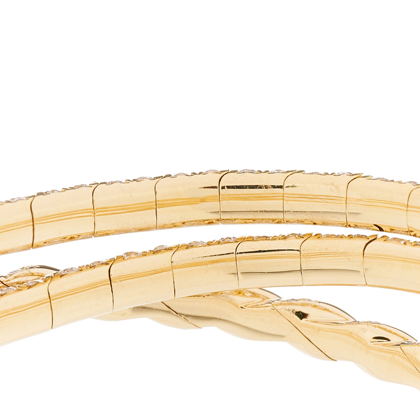 18K Yellow Gold Diamond Paveflex Three Row Bracelet