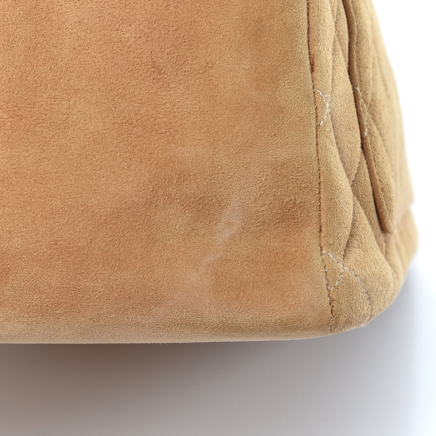 Suede Quilted Tote Beige