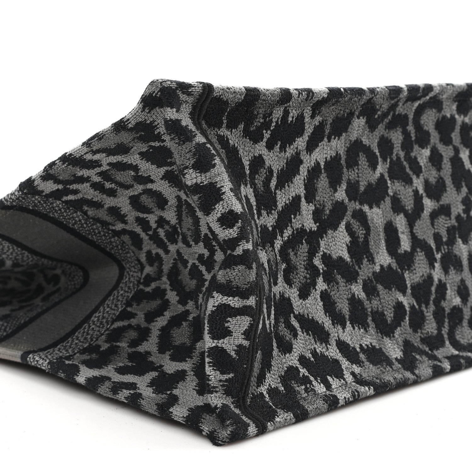 Christian Dior Canvas Mizza Embroidered Large Leopard Book Tote Grey 9 of 11