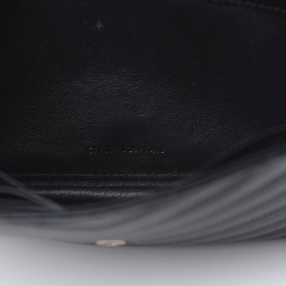 Saint Laurent Grain De Poudre Matelasse Chevron Monogram Chain Wallet Black 8 of 17