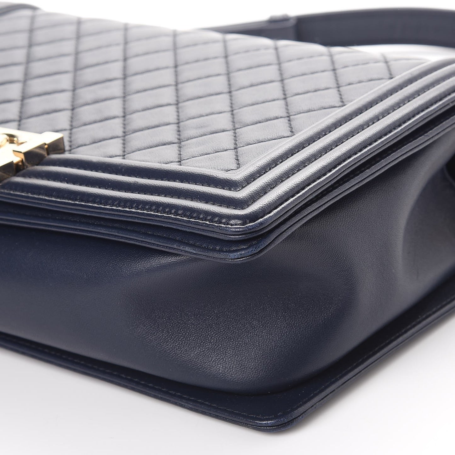 Lambskin Quilted New Medium Boy Flap Dark Navy
