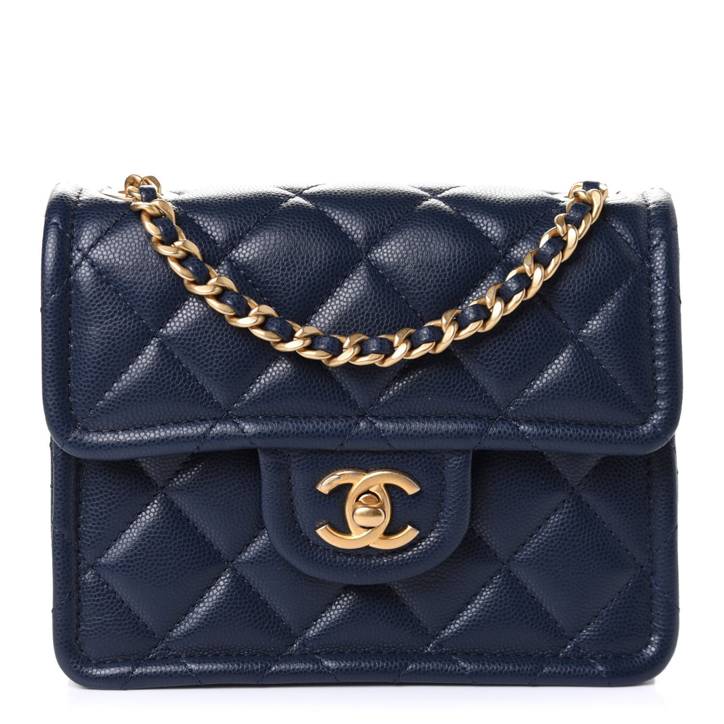 Caviar Quilted Mini Sweet Classic Flap Navy Blue