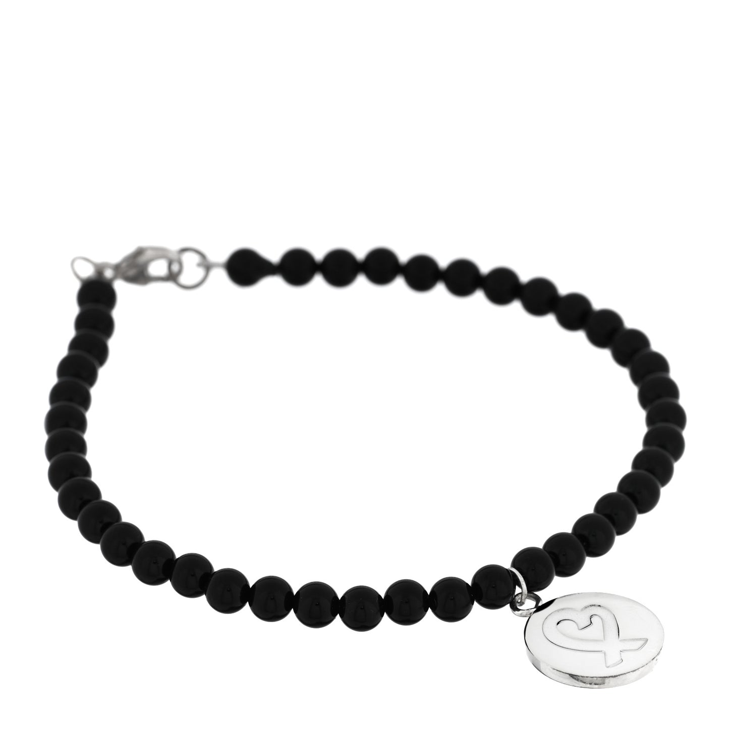 Sterling Silver Black Onyx Bead Paloma Picasso Loving Heart Bracelet