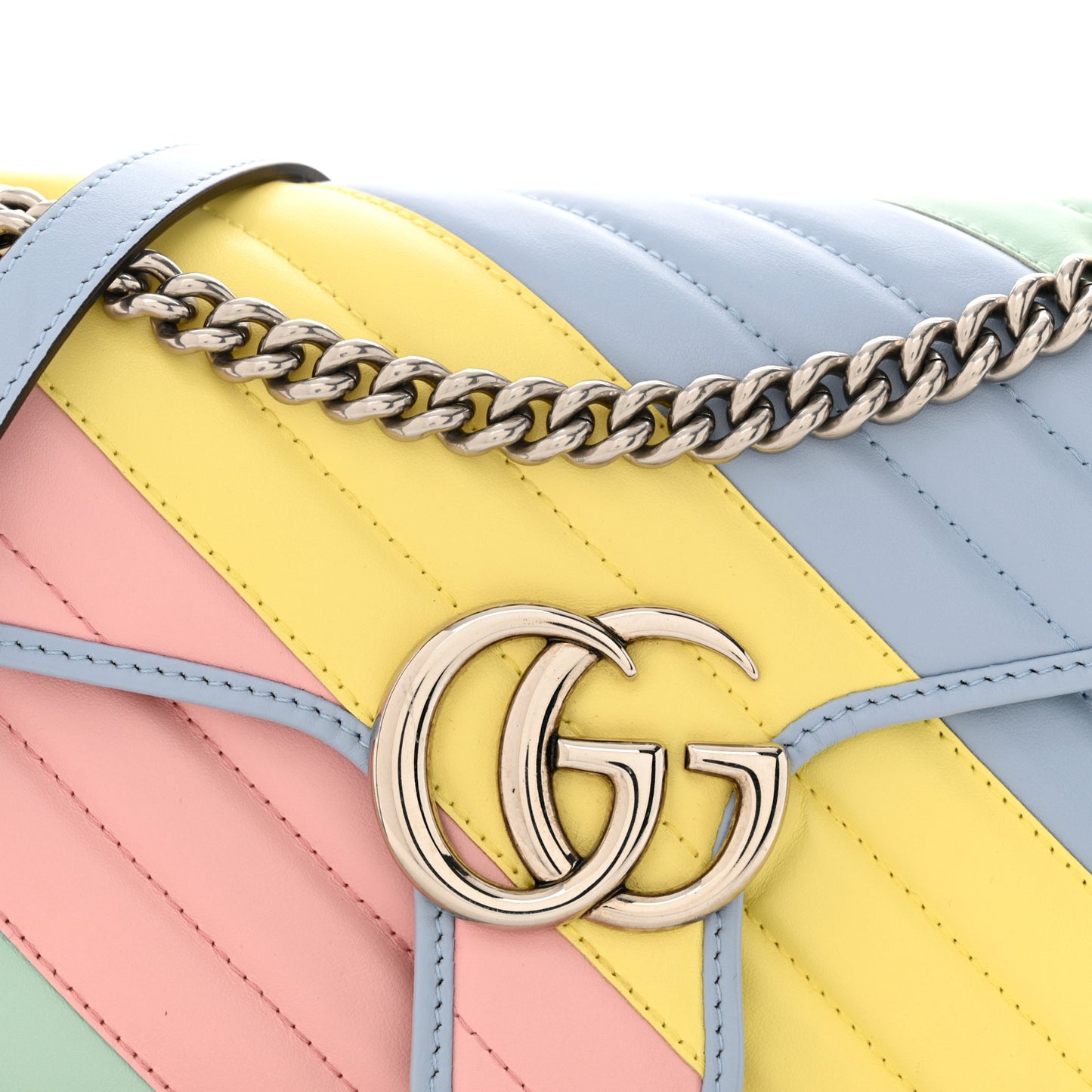 Calfskin Matelasse Diagonal Small GG Marmont Shoulder Bag Multicolor Pastel
