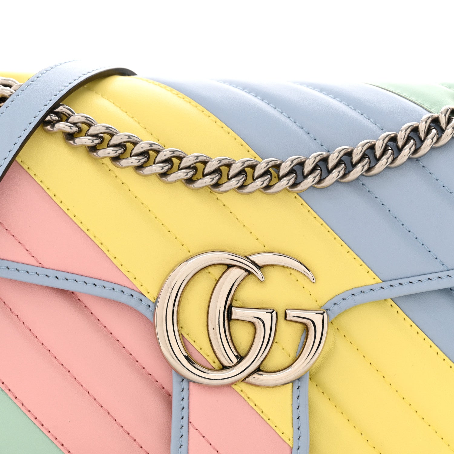 Gucci Calfskin Matelasse Diagonal Small GG Marmont Shoulder Bag Multicolor Pastel 8 of 11