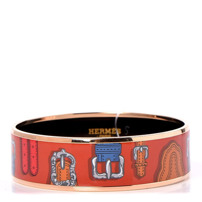Hermes Enamel Printed Harnais Des Presidents Wide Bracelet 62 Folk 1 of 6