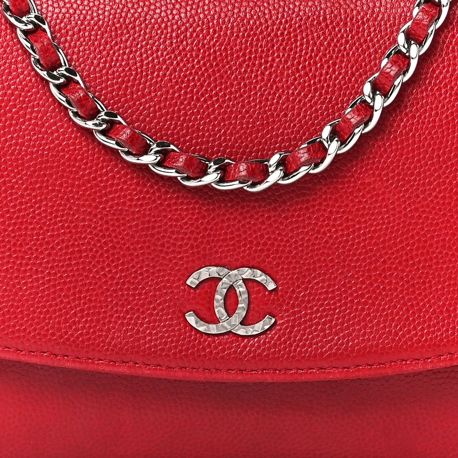 Chanel Caviar Sevruga Wallet on Chain WOC Red 9 of 12