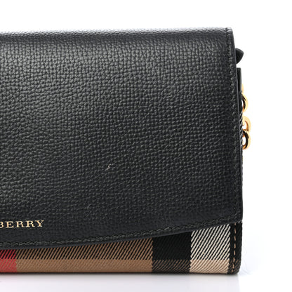 Burberry Grainy Calfskin House Check Henley Wallet On Chain Black 10 of 10