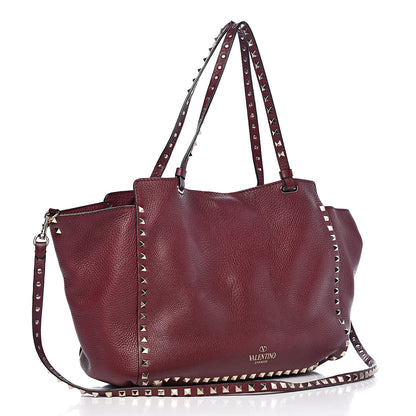 Valentino Garavani Pebbled Calfskin Medium Rockstud Tote Cremisi 4 of 14