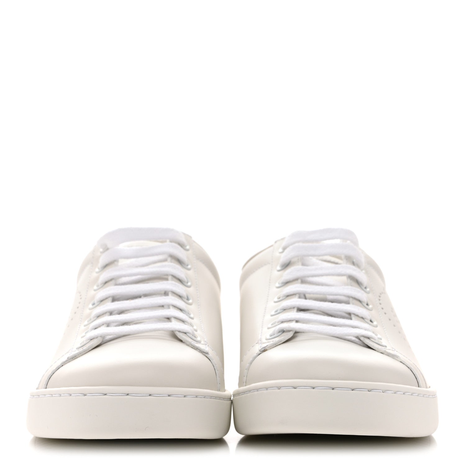 Gucci Calfskin Interlocking G Perforated Womens Ace Sneakers 37.5 White Grey Sky 3 of 10