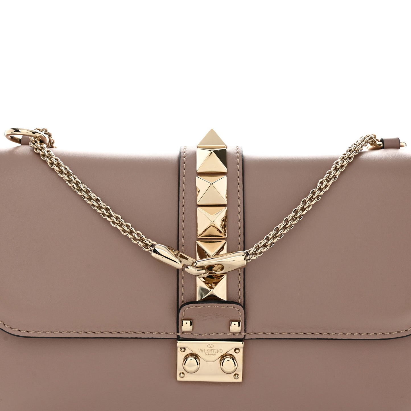 Vitello Medium Glam Lock Rockstud Flap Poudre