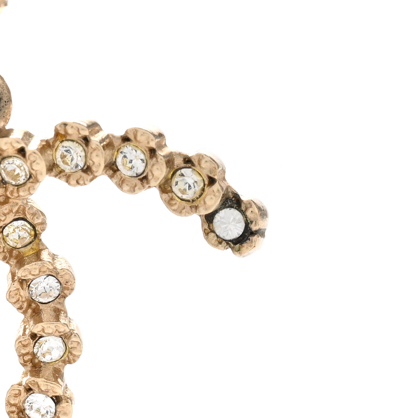 Lambskin Crystal Pearl CC Chain Hoop Earrings Gold Black