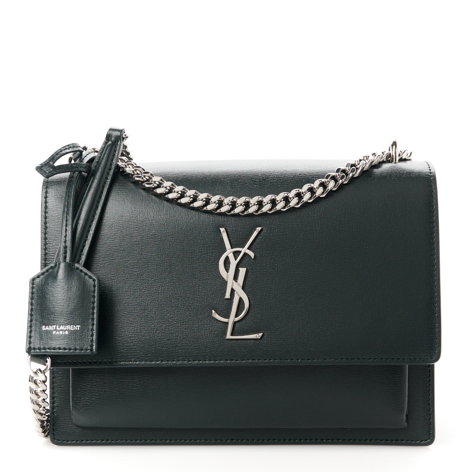 Saint Laurent Calfskin Medium Monogram Sunset Dark Green 1 of 11